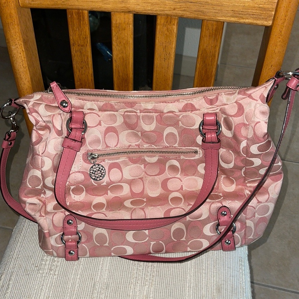 Coach Pink Leather Logo Crossbody Purse